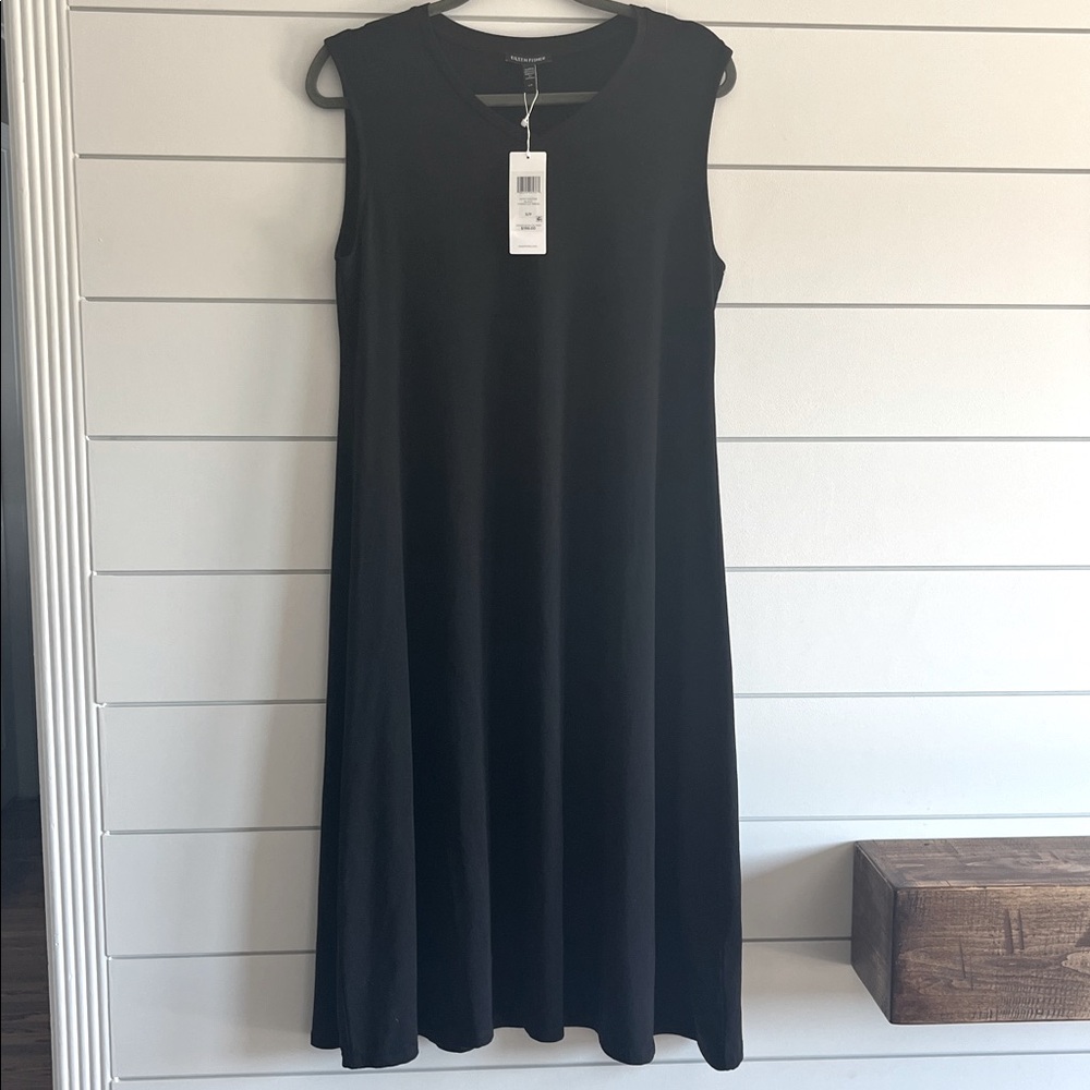 Eileen Fisher Black Midi Dress - Picture 3 of 6